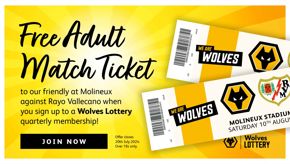 Join Wolves Lottery and claim free Rayo Vallecano ticket